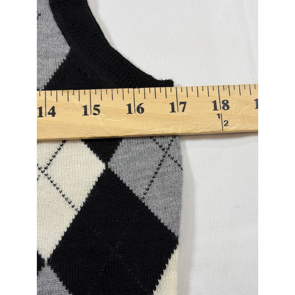 Brooks Brothers 346 M Black Argyle 100% Merino Wool Sleeveless Sweater Vest - Picture 5 of 7